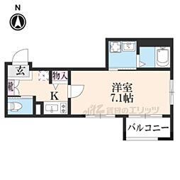 AQUAPLACE京都北白川 1Kの間取図画像