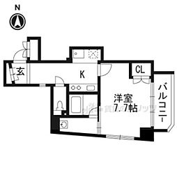 CQレジデンス京都御所西 1Kの間取図画像