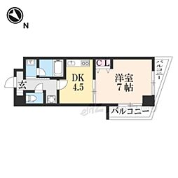 エス・キュート京都下鴨東 1DKの間取図画像