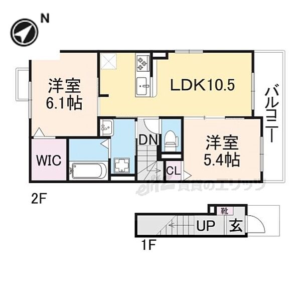 滋賀県栗東市林(賃貸アパート2LDK・2階・54.80㎡)の写真 その2