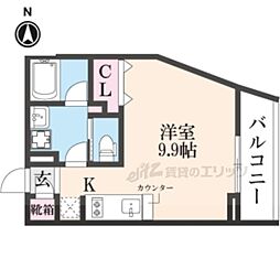 ＣＡＳＡ瀬田の唐橋 2階ワンルームの間取り