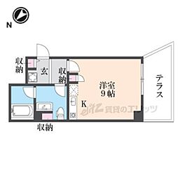 JR湖西線 おごと温泉駅 徒歩3分の賃貸マンション 1階ワンルームの間取り