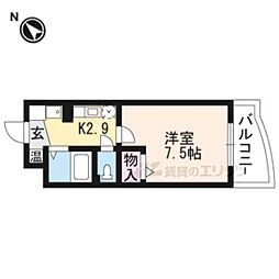 アースマーシーマンション 1階1Kの間取り