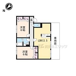 JR草津線 三雲駅 バス6分 伴谷口下車 徒歩3分の賃貸アパート 1階2LDKの間取り