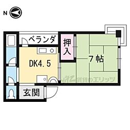 JR東海道・山陽本線 大津駅 徒歩10分の賃貸マンション 4階1DKの間取り