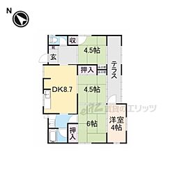 JR草津線 貴生川駅 3.2kmの賃貸一戸建て 1階4DKの間取り