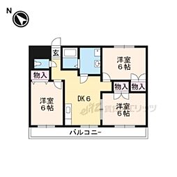 JR東海道・山陽本線 守山駅 徒歩28分の賃貸マンション 6階3DKの間取り