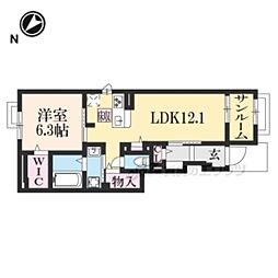 コータ・コートＪ 1階1LDKの間取り