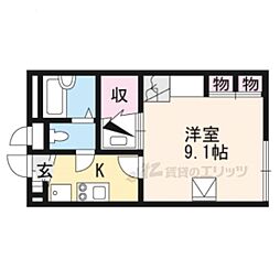 近江鉄道近江本線 愛知川駅 徒歩20分の賃貸アパート 1階1Kの間取り