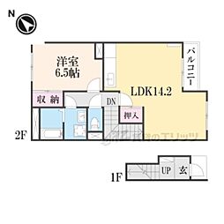 スターテラス22　Ｂ棟 2階1LDKの間取り