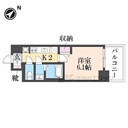 京阪京津線 上栄町駅 徒歩4分の賃貸マンション 8階1Kの間取り