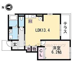 JR湖西線 和邇駅 徒歩4分の賃貸アパート 1階1LDKの間取り