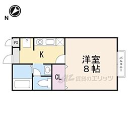 デジール的場 1階1Kの間取り