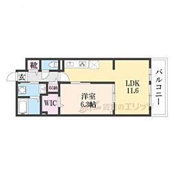 ラクーン守山 2階1LDKの間取り