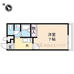 レオパレスガード1 2階1Kの間取り