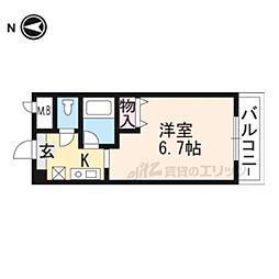 エミネンスコート瀬田 4階1Kの間取り