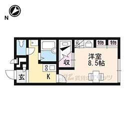レオパレスレイクサイド　ライフ 1階1Kの間取り