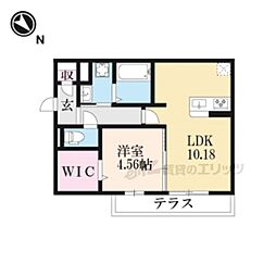 インヴィート 1階1LDKの間取り