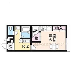 レオパレスサンライズ 2階1Kの間取り