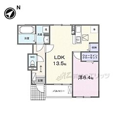 クレール聖和C 1階1LDKの間取り