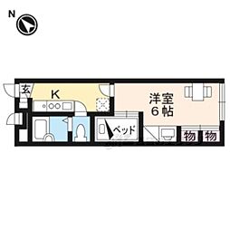 レオパレスエフ 2階1Kの間取り
