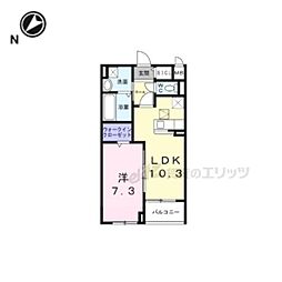 アストラル　ノーブル 202 2階1LDKの間取り