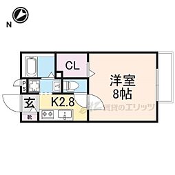 JR東海道・山陽本線 守山駅 徒歩12分の賃貸アパート 2階1Kの間取り
