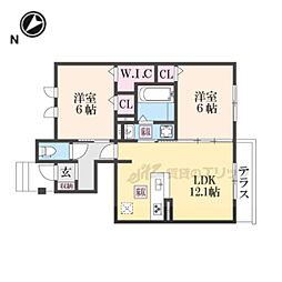 ｍｉｍｏｓａ　ｓｅｔａ 1階2LDKの間取り