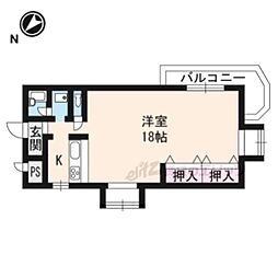 メゾン寿 2階ワンルームの間取り