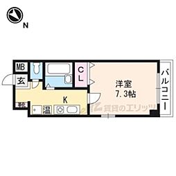 JR東海道・山陽本線 守山駅 徒歩6分の賃貸マンション 4階1Kの間取り