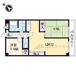 ハイムラポール 3階2LDKの間取り