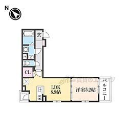 JR東海道・山陽本線 草津駅 徒歩21分の賃貸アパート 2階1LDKの間取り