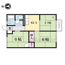 近江鉄道近江本線 水口駅 徒歩10分の賃貸アパート 2階3Kの間取り