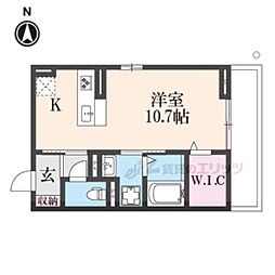 JR東海道・山陽本線 草津駅 徒歩20分の賃貸アパート 2階ワンルームの間取り