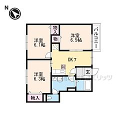 プロムナード壱番館 1階3DKの間取り