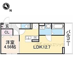 Ｔｈｅ　Ｂｏｎｄｓ　北中小路 3階1LDKの間取り