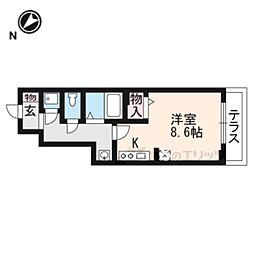 サニーヒルズ淡海 1階ワンルームの間取り