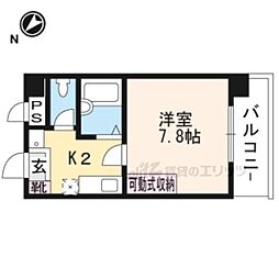 JR東海道・山陽本線 野洲駅 徒歩28分の賃貸マンション 2階1Kの間取り