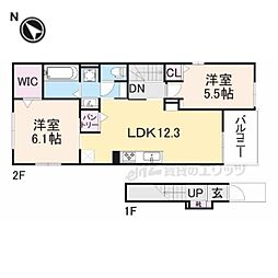 Yフォレスト五個荘 2LDKの間取図画像