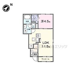 カルムメゾン雅 1LDKの間取図画像