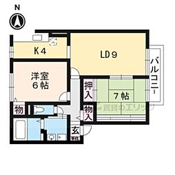フルーレ高砂 2LDKの間取図画像