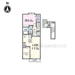 ルミエール-D 1LDKの間取図画像