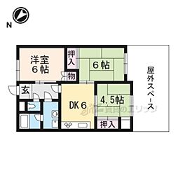 ハイツ蓬莱 3DKの間取図画像