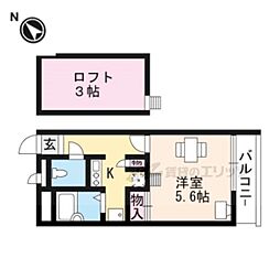 レオパレス琵琶湖 1Kの間取図画像