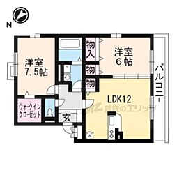 レークタウンB棟 2LDKの間取図画像