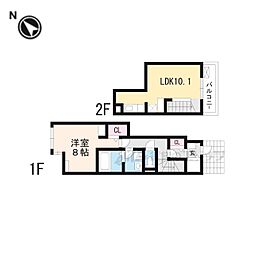 アマルフィ近江八幡江頭1 1LDKの間取図画像