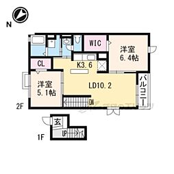 シーダーエース 2LDKの間取図画像