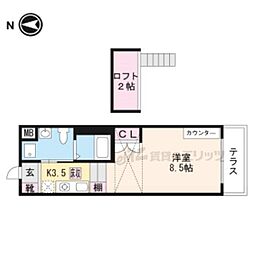 エアフォルク21 1Kの間取図画像