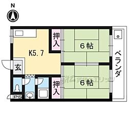 エクセル篠原 2DKの間取図画像