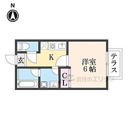 大津市雄琴1丁目アパート 1Kの間取図画像